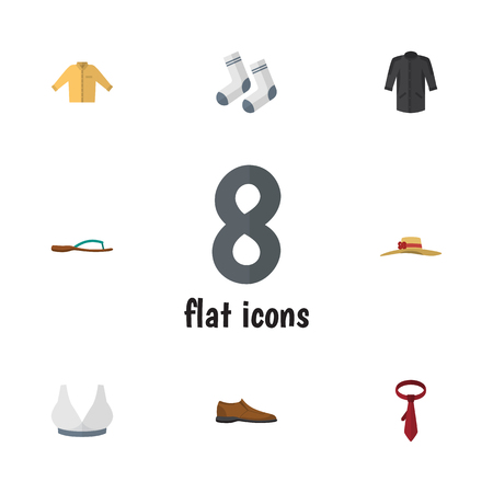 Flat Dress Set Of Elegant Headgear, Uniform, Foot Textile And Other Vector Objects. Also Includes Headgear, Flop, Hat Elements.のイラスト素材