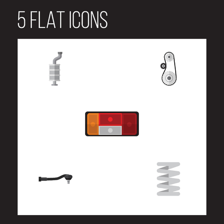 Flat Auto Set Of Cambelt, Input Technology, Silencer And Other Vector Objects. Also Includes Belt, Silencer, Cambelt Elements.のイラスト素材