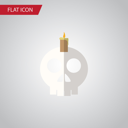 Isolated Skull Flat Icon. Cranium Vector Element Can Be Used For Skull, Cranium, Candle Design Concept.のイラスト素材