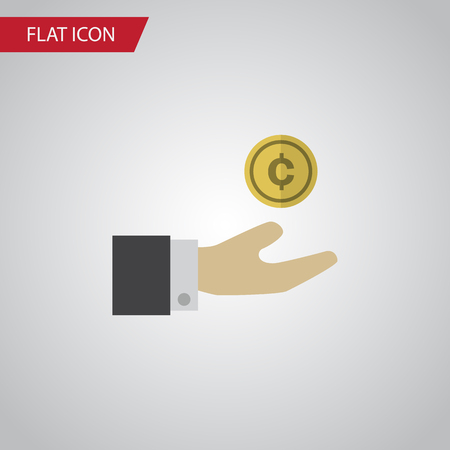 Isolated Save Money Flat Icon. Hand With Coin Vector Element Can Be Used For Coin, Hand, Money Design Concept.のイラスト素材