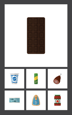 Flat Icon Meal Set Of Yogurt, Ketchup, Spaghetti And Other Vector Objects. Also Includes Chicken, Meat, Confection Elements.のイラスト素材