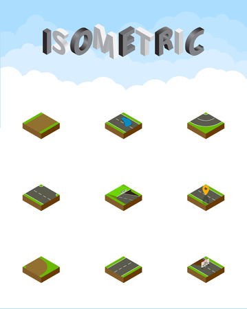 Isometric Road Set Of Rightward, Underground, Plash And Other Vector ...
