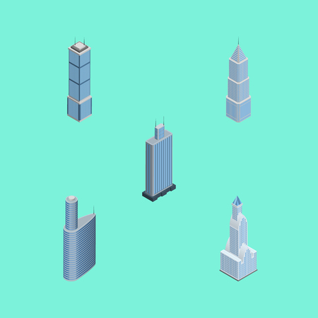 Isometric Construction Set Of Apartment, Business Center, Exterior And Other Vector Objects. Also Includes Tower, Apartment, Building Elements.のイラスト素材