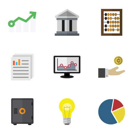 Flat Icon Finance Set Of Counter, Growth, Strongbox And Other Vector Objects. Also Includes Architecture, Hand, Light Elements.のイラスト素材