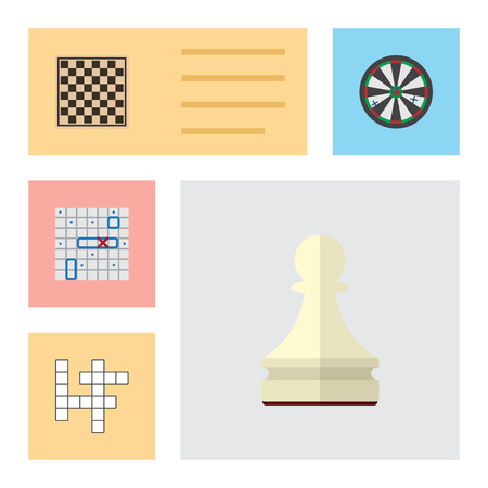 Flat Icon Games Set Of Pawn, Guess, Chess Table And Other Vector Objects. Also Includes Ship, Puzzle, Darts Elements.のイラスト素材