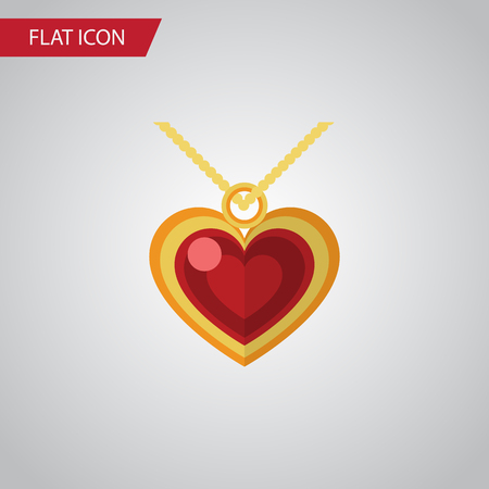 Isolated Pendant Flat Icon. Necklace Vector Element Can Be Used For Necklace, Pendant, Heart Design Concept.のイラスト素材