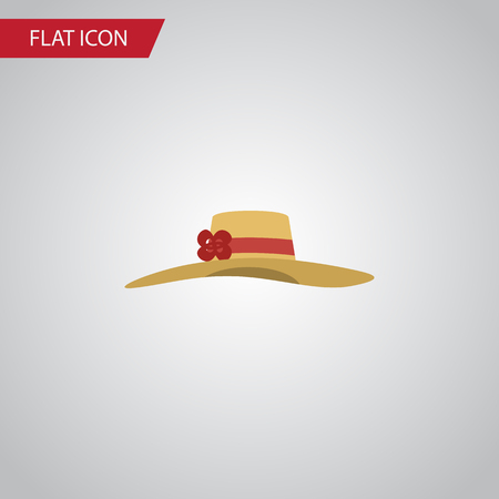 Isolated Woman Hat Flat Icon. Elegant Headgear Vector Element Can Be Used For Woman, Hat, Headgear Design Concept.のイラスト素材