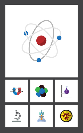 Flat Icon Science Set Of Attractive Force, Glass, Danger And Other Vector Objectsのイラスト素材