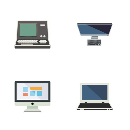 Flat Icon Laptop Set Of Display, PC, Technology And Other Vector Objects. Also Includes Monitor, Display, Personal Elements.のイラスト素材