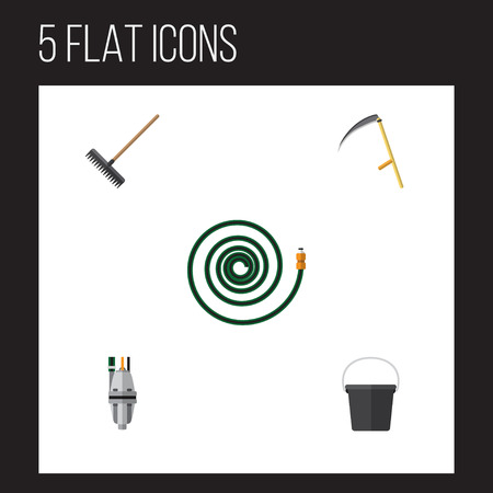 Flat Icon Dacha Set Of Harrow, Pail, Pump And Other Vector Objects. Also Includes Harrow, Tool, Container Elements.のイラスト素材