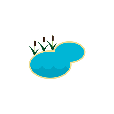Pond Vector Element Can Be Used For Lagoon, Lake, Pond Design Concept.  Isolated Lake Flat Icon.のイラスト素材
