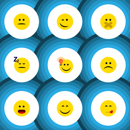 Flat Icon Expression Set Of Hush, Have An Good Opinion, Sad And Other Vector Objectsのイラスト素材