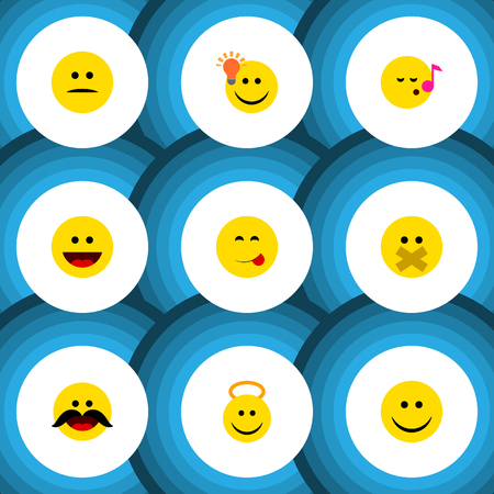 Flat icon expression set of cheerful, joy, hush and other vector objectsのイラスト素材