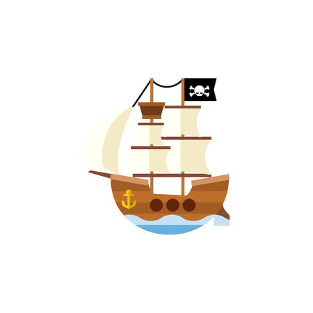 Vessel Vector Element Can Be Used For Vessel, Ship, Pirate Design Concept.  Isolated Pirate Flat Icon.のイラスト素材