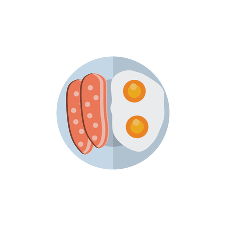 Fried Egg Vector Element Can Be Used For Egg, Breakfast, Sausage Design Concept.  Isolated Breakfast Flat Icon.のイラスト素材