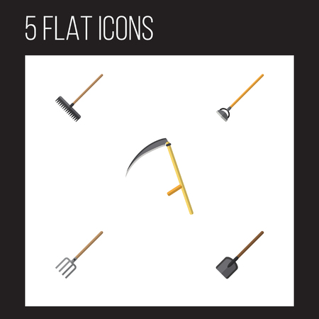 Flat Icon Garden Set Of Shovel, Tool, Harrow And Other Vector Objects. Also Includes Tool, Scythe, Hoe Elements.のイラスト素材