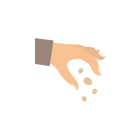 Isolated Hand Flat Icon. Sow Vector Element Can Be Used For Hand, Sow, Seed Design Concept.のイラスト素材