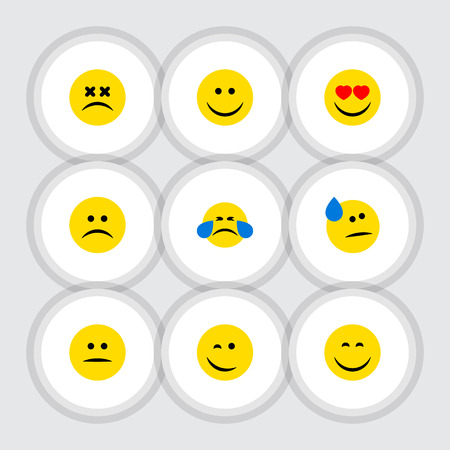 Flat Icon Gesture Set Of Love, Joy, Tears And Other Vector Objectsのイラスト素材