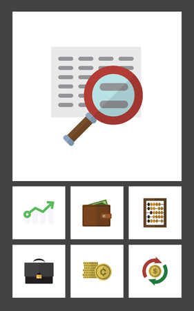Flat Icon Finance Set Of Portfolio, Interchange, Growth And Other Vector Objectsのイラスト素材
