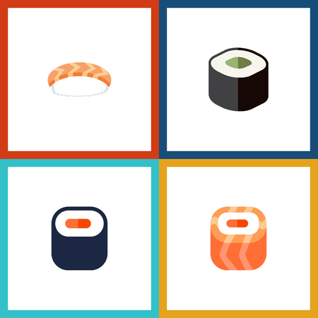 Flat Icon Sashimi Set Of Maki, Seafood, Salmon Rolls And Other Vector Objects. Also Includes Maki, Sushi, Food Elements.のイラスト素材
