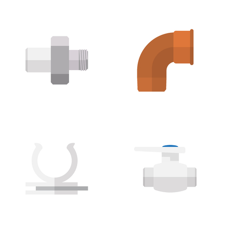 Flat Icon Sanitary Set Of Connector, Conduit, Flange And Other Vector Objectsのイラスト素材