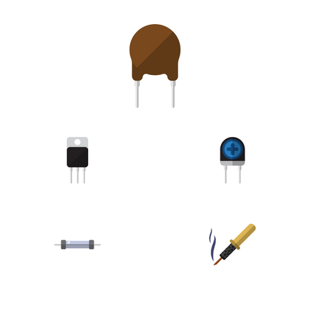 Flat Icon Electronics Set Of Repair, Receiver, Transducer And Other Vector Objects. Also Includes Copper, Recipient, Receiver Elements.のイラスト素材