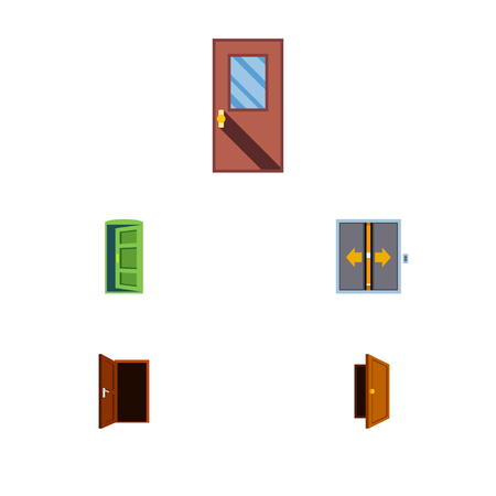 Flat Icon Door Set Of Approach, Door, Frame And Other Vector Objects. Also Includes Elevator, Exit, Door Elements.のイラスト素材