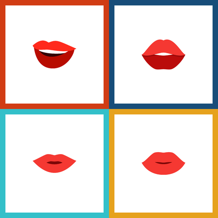 Flat Icon Mouth Set Of Laugh, Lips, Mouth And Other Vector Objects. Also Includes Makeup, Pomade, Laugh Elements.のイラスト素材