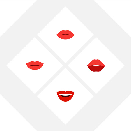 Flat Icon Mouth Set Of Lips, Mouth, Smile And Other Vector Objects. Also Includes Pomade, Makeup, Lips Elements.のイラスト素材