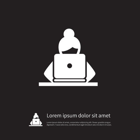 Isolated Nerd Icon. Girl Vector Element Can Be Used For Nerd, Girl, Laptop Design Concept.のイラスト素材