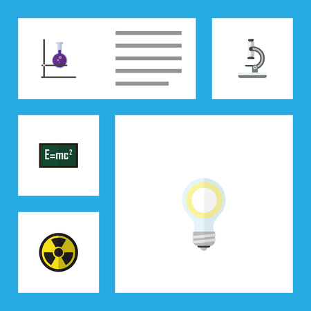 Flat Icon Study Set Of Lightbulb, Irradiation, Flask And Other Vector Objectsのイラスト素材