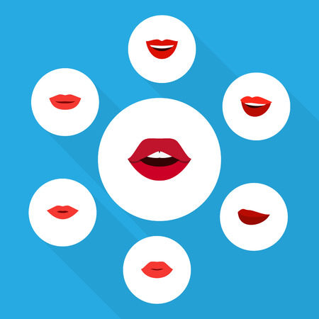 Flat Icon Mouth Set Of Pomade, Teeth, Kiss And Other Vector Objects. Also Includes Lips, Pomade, Laugh Elements.のイラスト素材