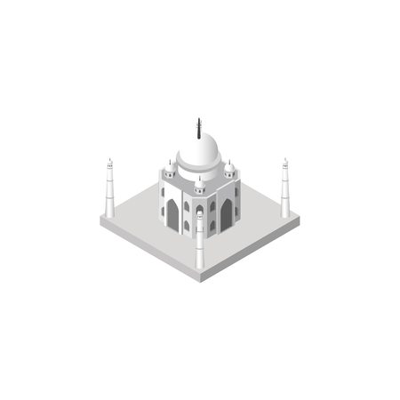India Mosque Vector Element Can Be Used For Taj, Mahal, Mosque Design Concept.  Isolated Taj Mahal Isometric.のイラスト素材