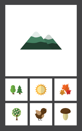 Flat Icon Natural Set Of Peak, Champignon, Forest And Other Vector Objects. Also Includes Forest, Wood, Mountain Elements.の写真素材