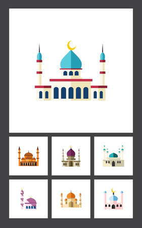 Flat Icon Mosque Set Of Religion, Islam, Muslim And Other Vector Objects. Also Includes Muslim, Mosque, Traditional Elements.のイラスト素材