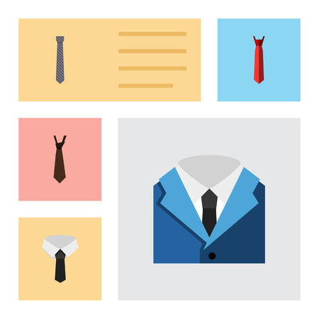 Flat Icon Necktie Set Of Tie, Collar, Style And Other Vector Objectsのイラスト素材