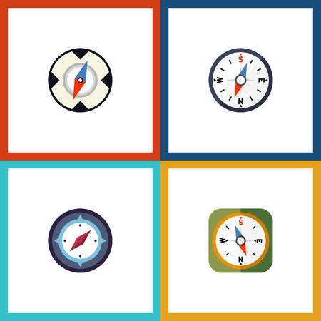 Flat Icon Orientation Set Of Compass, Magnet Navigator, Instrument And Other Vector Objects. Also Includes Navigation, Direction, Divider Elements.のイラスト素材
