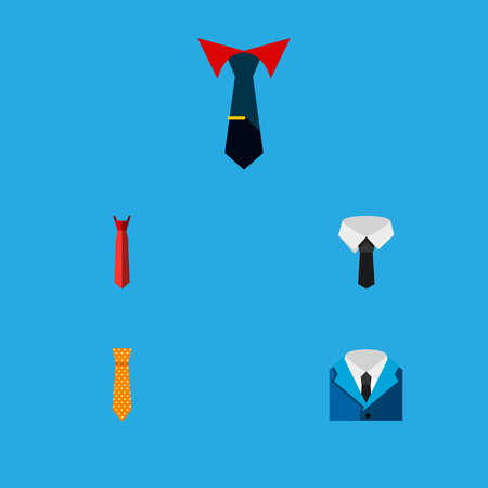 Icon flat necktie set of tie, shirt, cravat and other vector objects. Also includes necktie, cravat, collar elements.のイラスト素材