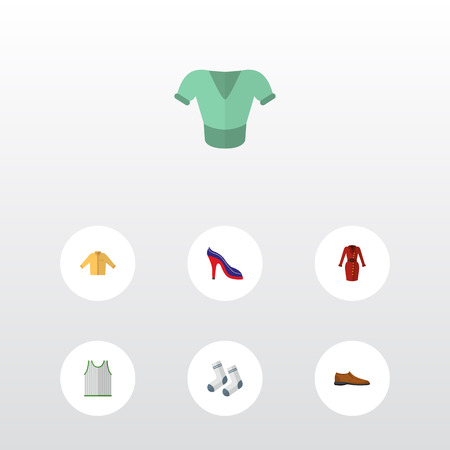 Icon flat dress set of shirt, sleeveless tank, socks and other vector objects. Also includes shirt, clothes, man elements.の写真素材