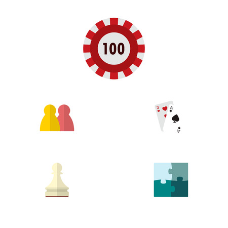 Icon flat play set of gambling cards, puzzle, multiplayer and other vector objects. Also includes puzzle, cards, multiplayer elements.のイラスト素材