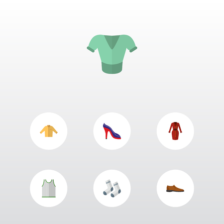 Icon flat clothes set of shirt, sleeveless tank, socks and other  objects. Also includes shirt, clothes, man elements.の写真素材