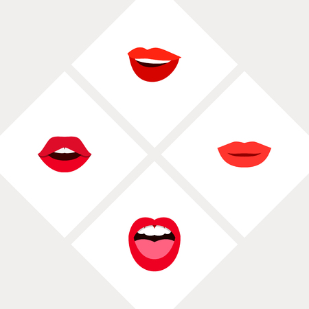 Icon flat lips set of kiss, teeth, smile and other vector objects. Also includes lips, pomade, mouth elements.のイラスト素材