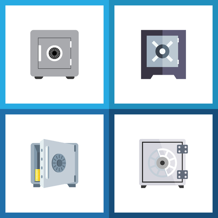 Icon flat strongbox set vector illustrationのイラスト素材