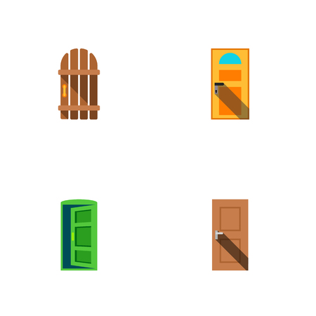 Icon flat door set of gate, entry, approach and other vector objects. Also includes door, exit, approach elements.のイラスト素材