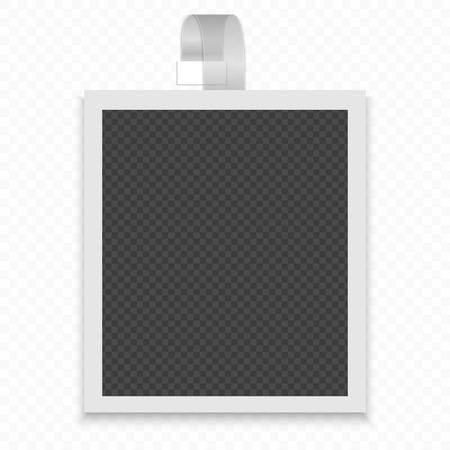 Photo frame. White plastic border on a transparent stripe.のイラスト素材