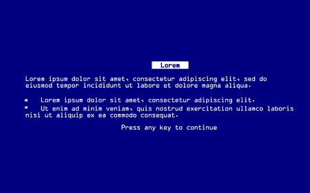 Blue Screen of Death (BSOD). System Crash Report Background. Vector Illustration.のイラスト素材