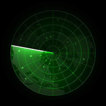 Realistic vector radar in searching. Radar screen with the aimsのイラスト素材