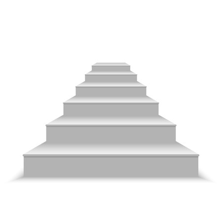 Realistic blank white stairs. Vector illustrationのイラスト素材