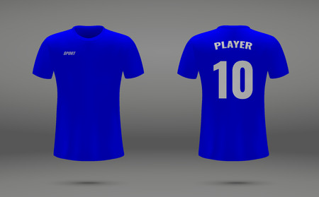 Realistic soccer jersey, t-shirt, uniform template for footballのイラスト素材