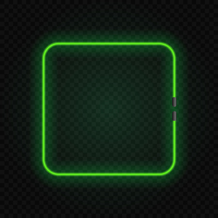 square neon glowing lamp frame on transparent background.のイラスト素材